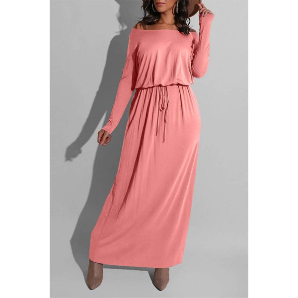 Lovely Casual Loose Pink Ankle Length  Dress
