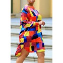 Lovely Casual Color Block Patchwork Multicolor Knee Length Dress
