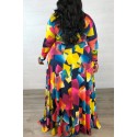 Lovely Casual Geometric Printed Multicolor Plus Size Dress