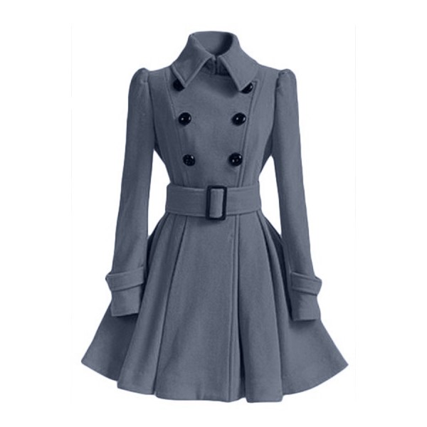 Lovely Casual Buttons Design Grey Trench Coat
